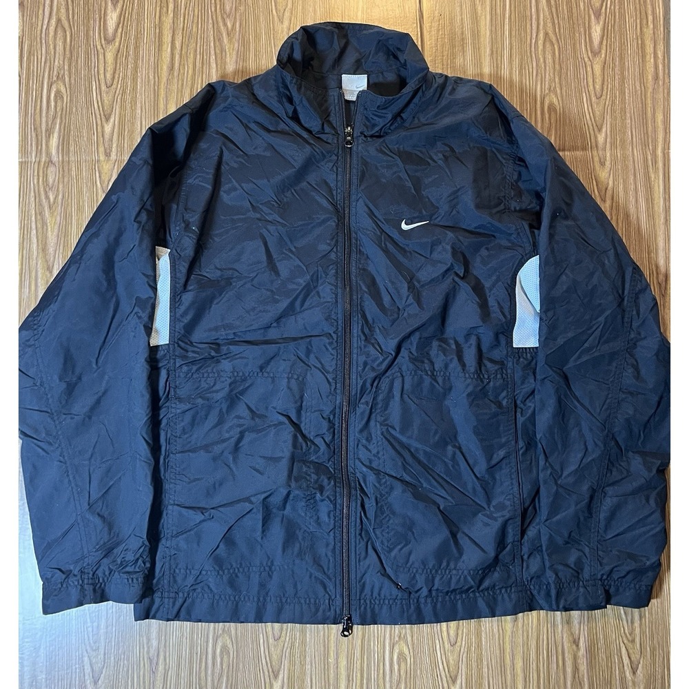 Vintage Nike Jacket Size M Black Track Windbreaker Zip Up Swoosh Athletic Y2K
